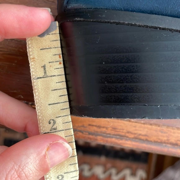 Navy Blue Leather Ankle Booties - Picture 5 of 6